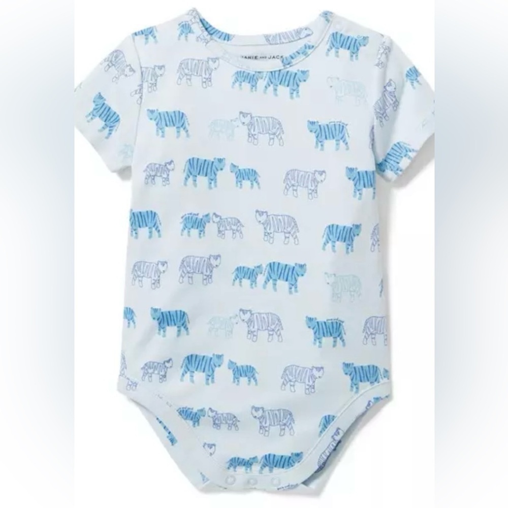 Janie and Jack blue short sleeve tiger onesie